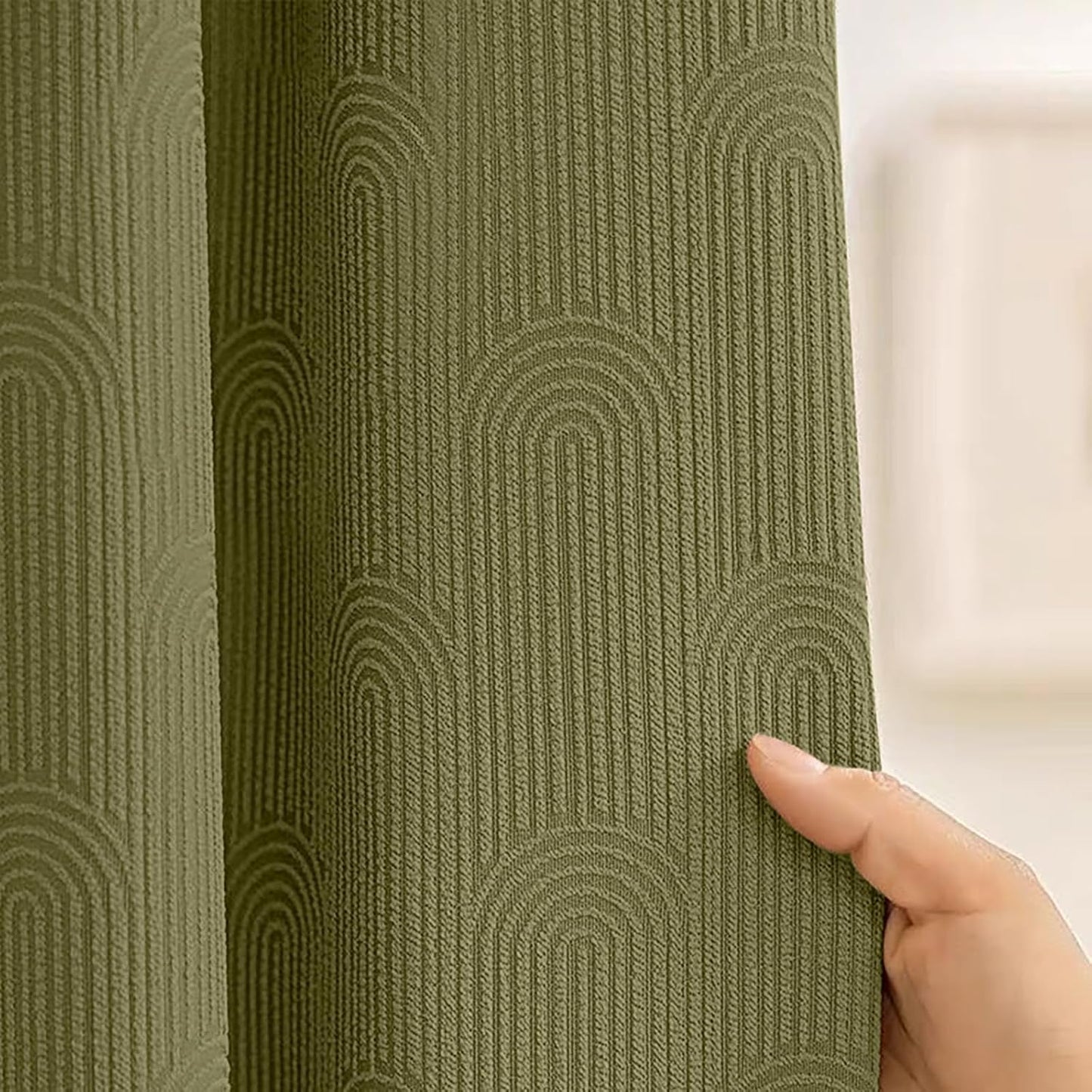 Boho Linen Shower Curtain - Matcha Green Bliss 72x72