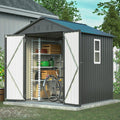 6x6 ft Metal Outdoor Storage Shed with Window and Floor Kit - Secure