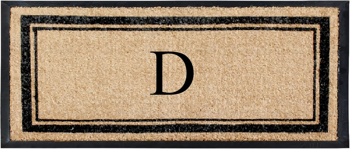 Natural Coir & Rubber Hand Flocked Large Monogrammed Door Mat