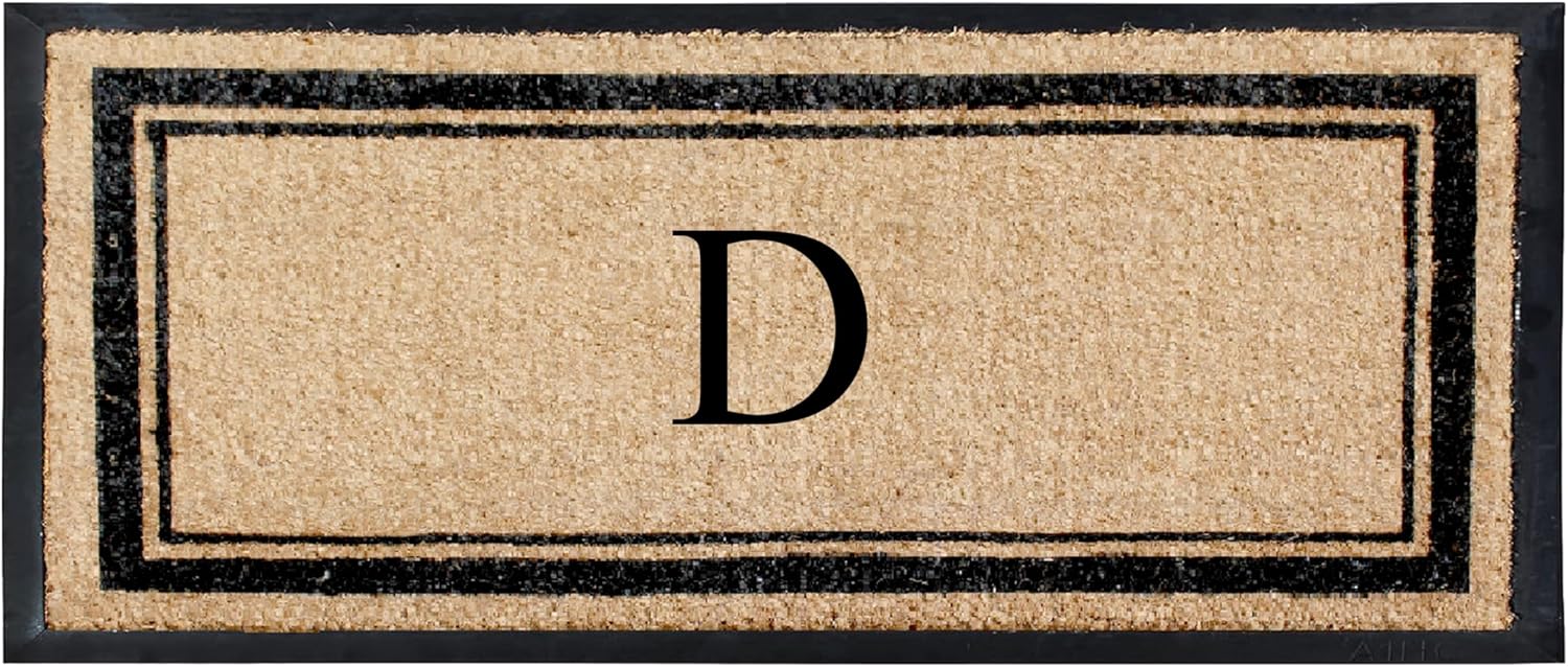Natural Coir & Rubber Hand Flocked Large Monogrammed Door Mat