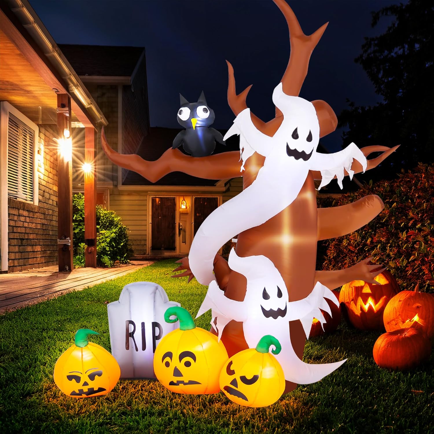 8 FT Halloween Inflatables Pumpkins Ghosts Tree Outdoor Decor
