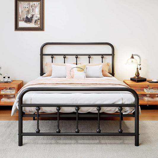 Vengarus Twin Size Metal Bed Frame with Elegant Headboard