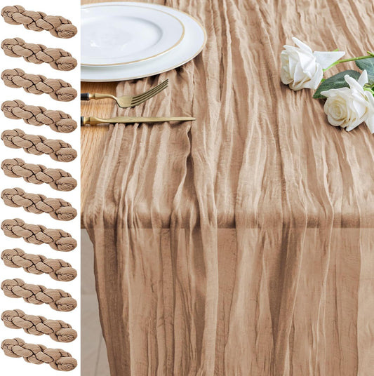 12PCS 10FT Cheesecloth Table Runner for Rustic Wedding Decor