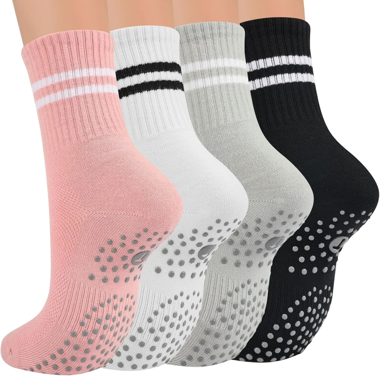 Non-Slip Pilates Socks for Women - 4 Pairs