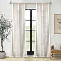 Blackout Linen Curtains 126 in Pinch Pleated Panels - Thermal Privacy
