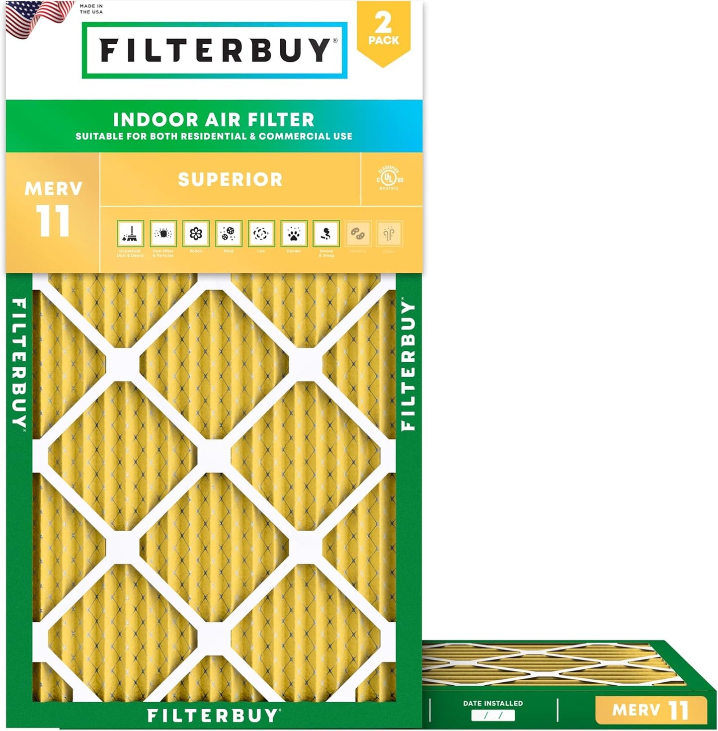 Filterbuy 16x32x1 Air Filter MERV 11 for Pet and Allergy Defense