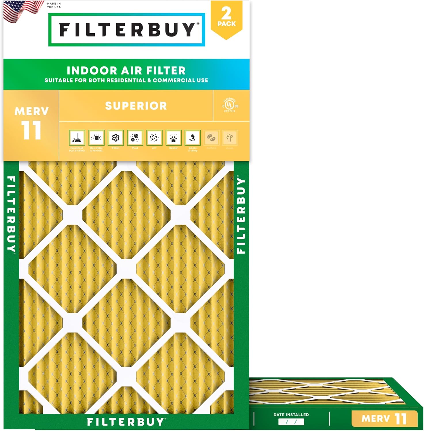 Filterbuy 15x25x1 Air Filter MERV 11 for Pet and Allergy Defense