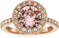 Platinum-Plated Sterling Silver Aquamarine Color Ring - Elegant Halo