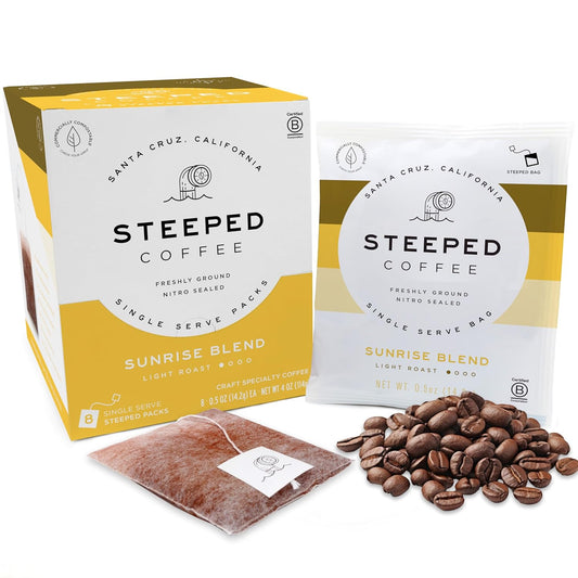 Steeped Coffee Tea Bags - Sunrise Blend - Freshly Brewed