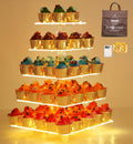Jusalpha 5 Tier Square Cupcake Stand - Acrylic Cupcake Tower