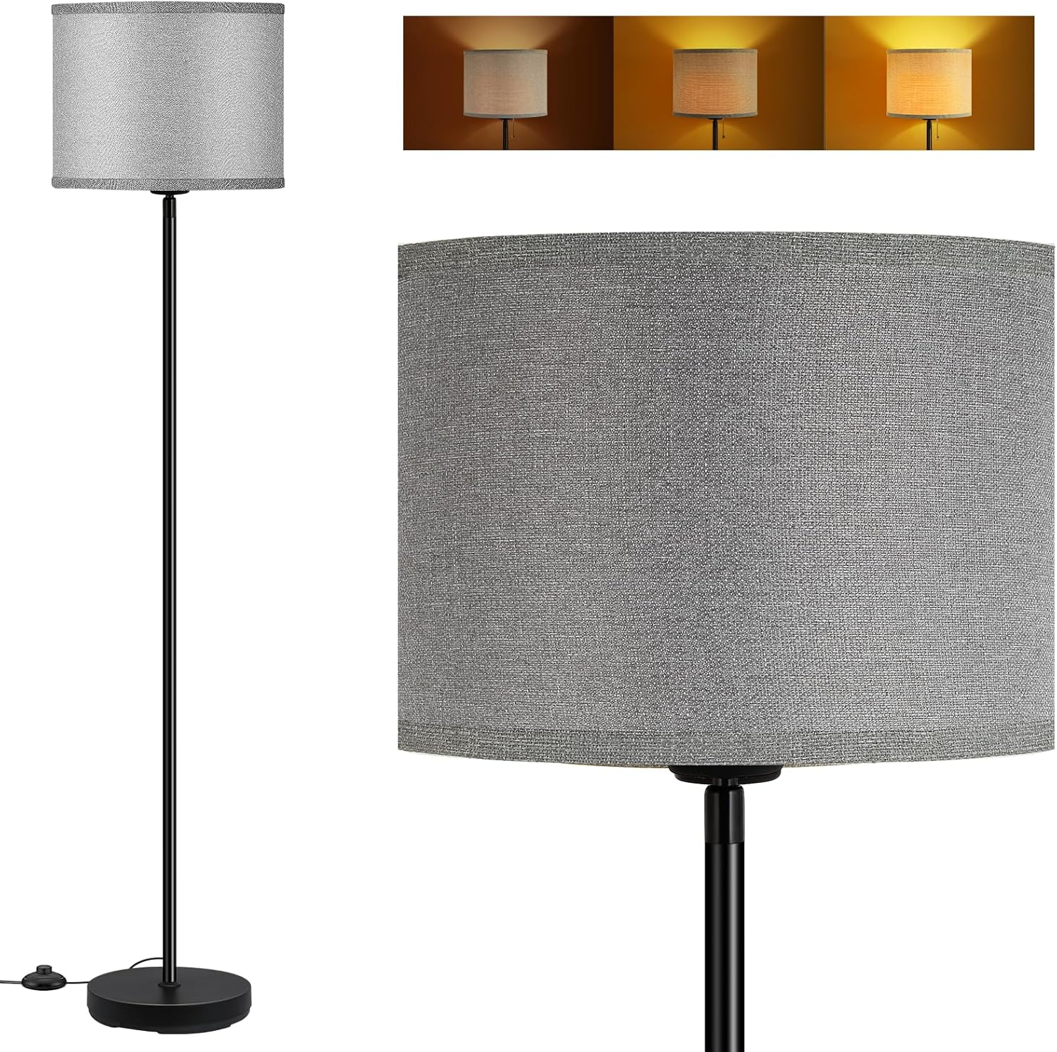 Modern 58 Inch Floor Lamp with Grey Lampshade for Any Room