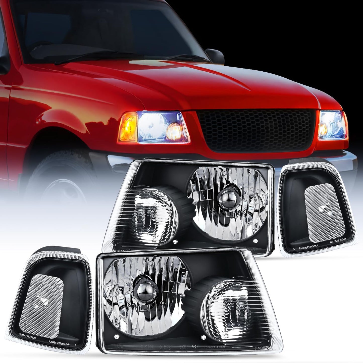 Nilight Headlight Assembly for 2001-2011 Ford Ranger Vehicles