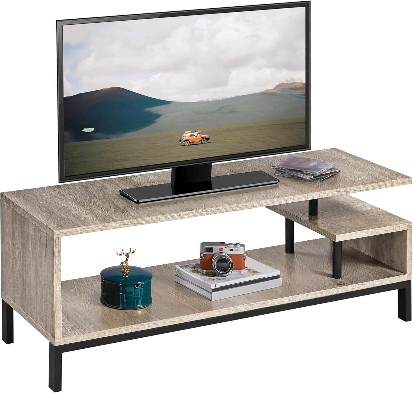 Yaheetech Gray TV Stand: Compact Storage Solution