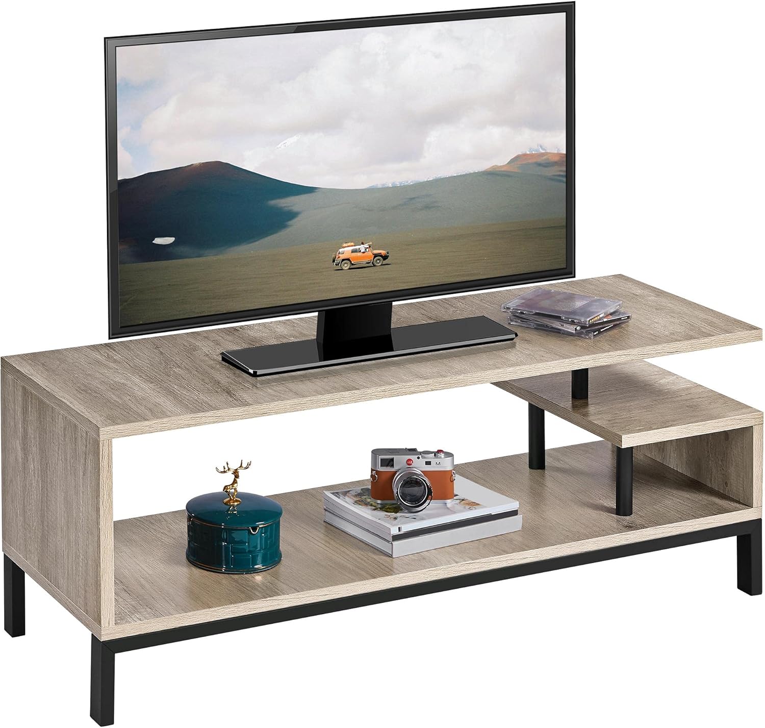 Yaheetech Gray TV Stand: Compact Storage Solution