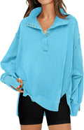 Oversized Henley Sweatshirt for Women - Casual Cozy Pullover