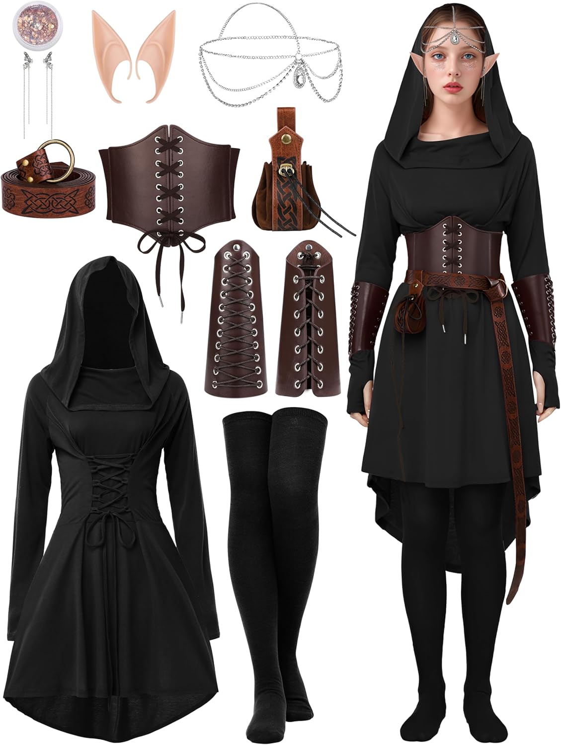 SOMSOC Women Renaissance Halloween Fairy Costume Set for Cosplay