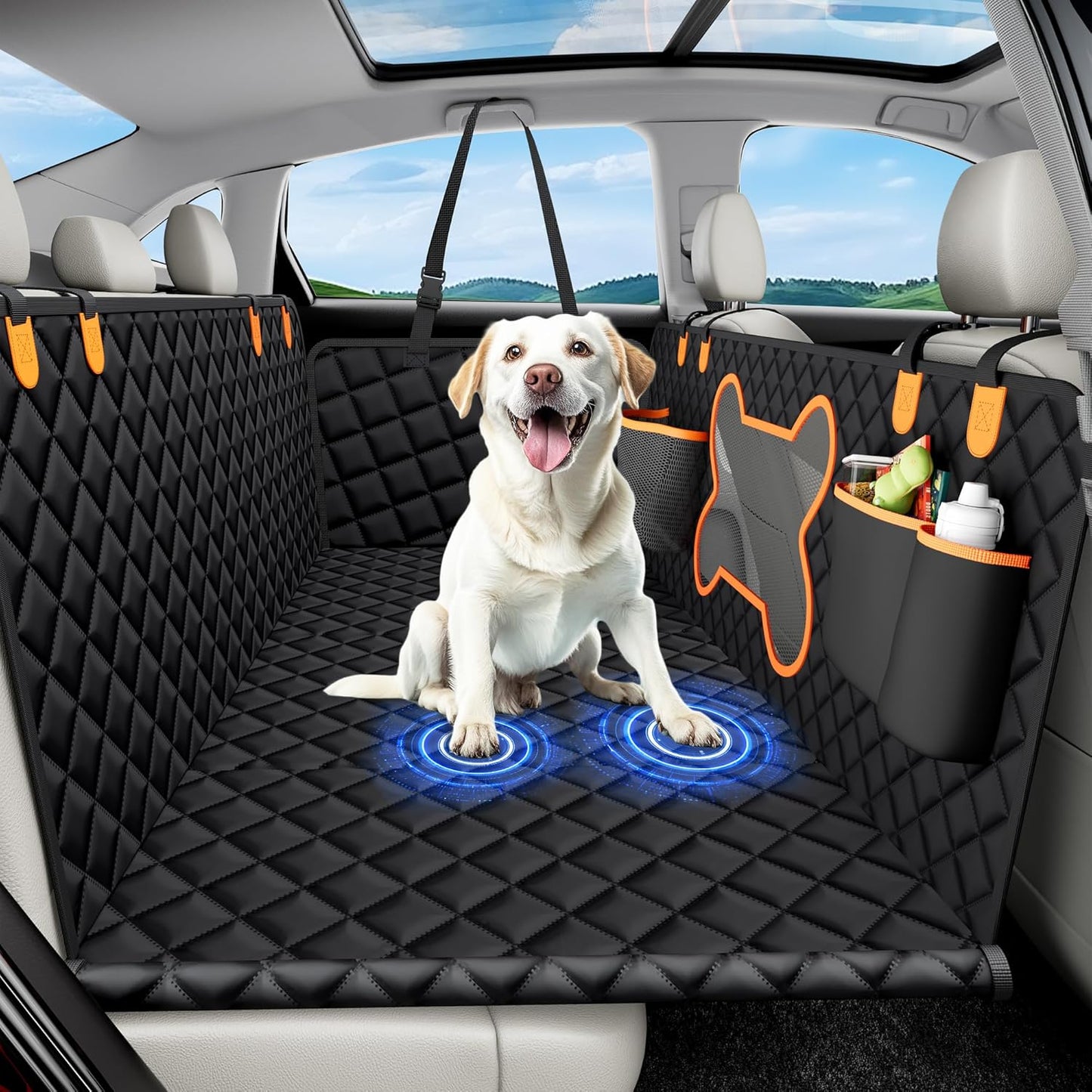 XL Dog Car Seat Cover for Back Seat with Hard Bottom Extender