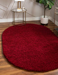 Solid Shag Oval Area Rug 3 ft 3 in x 5 ft 3 in - Cherry Red Plush
