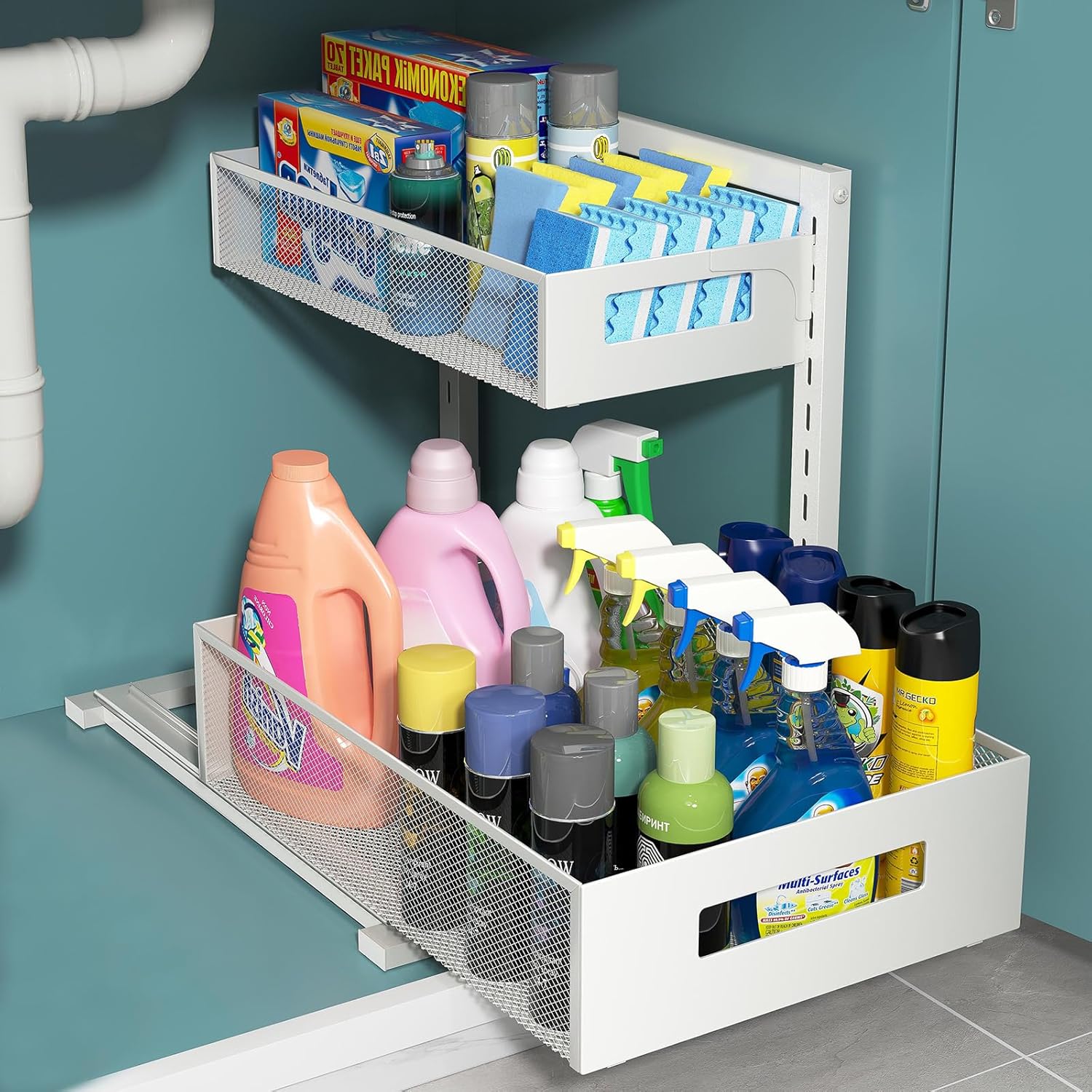 Pull-out Under Kitchen Sink Organizer for Efficient Storage