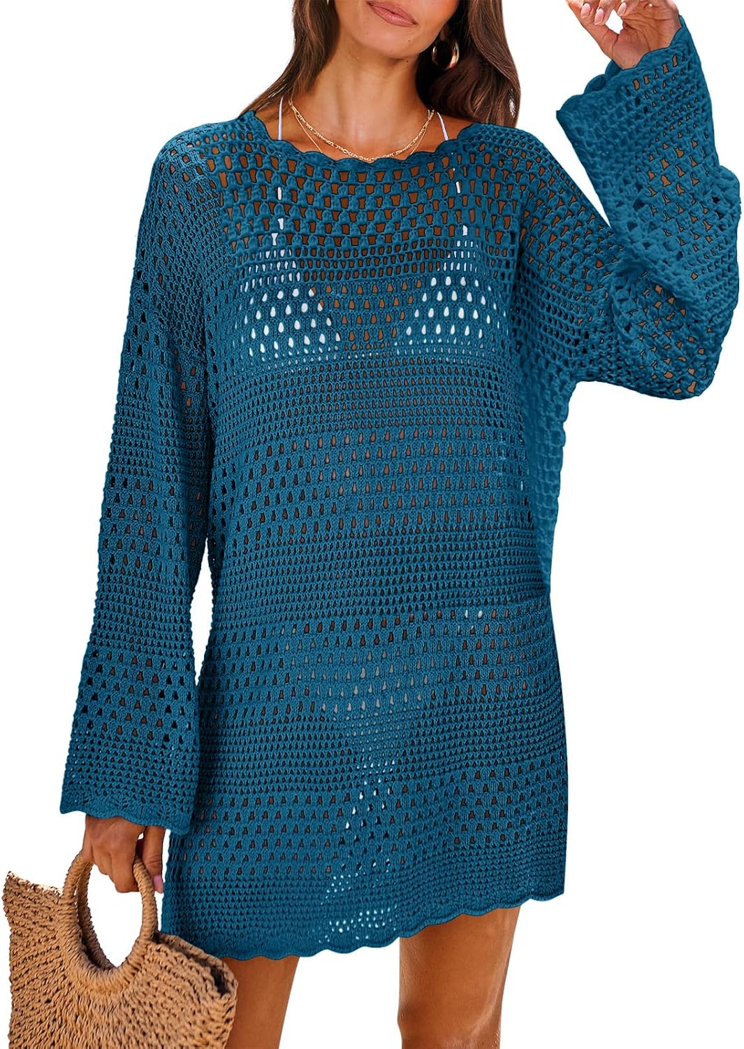 ANRABESS Women Swimsuit Crochet Swim Cover Up for Summer Fun