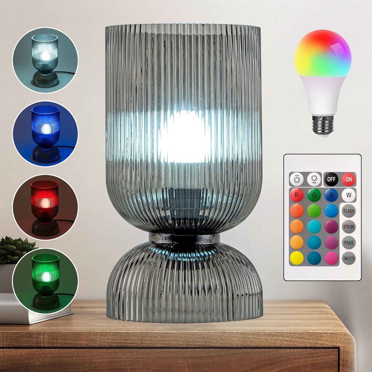 Modern RGB Glass Table Lamp with Remote for Stylish Lighting
