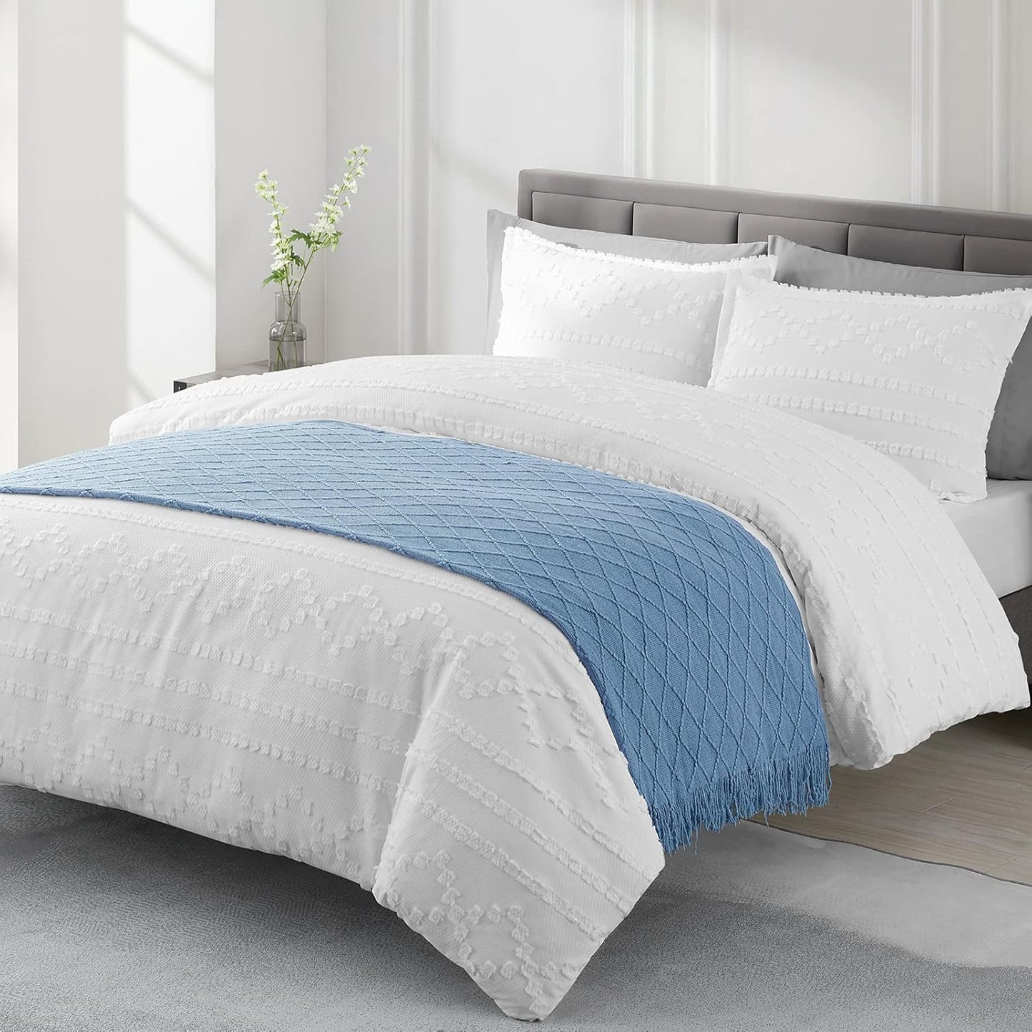 BOURINA Blue Throw Blanket - Cozy 50 x 90 Inches Soft Cover