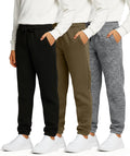 Boys' Fleece Athletic Jogger Sweatpants 3-Pack - Sizes 6-20