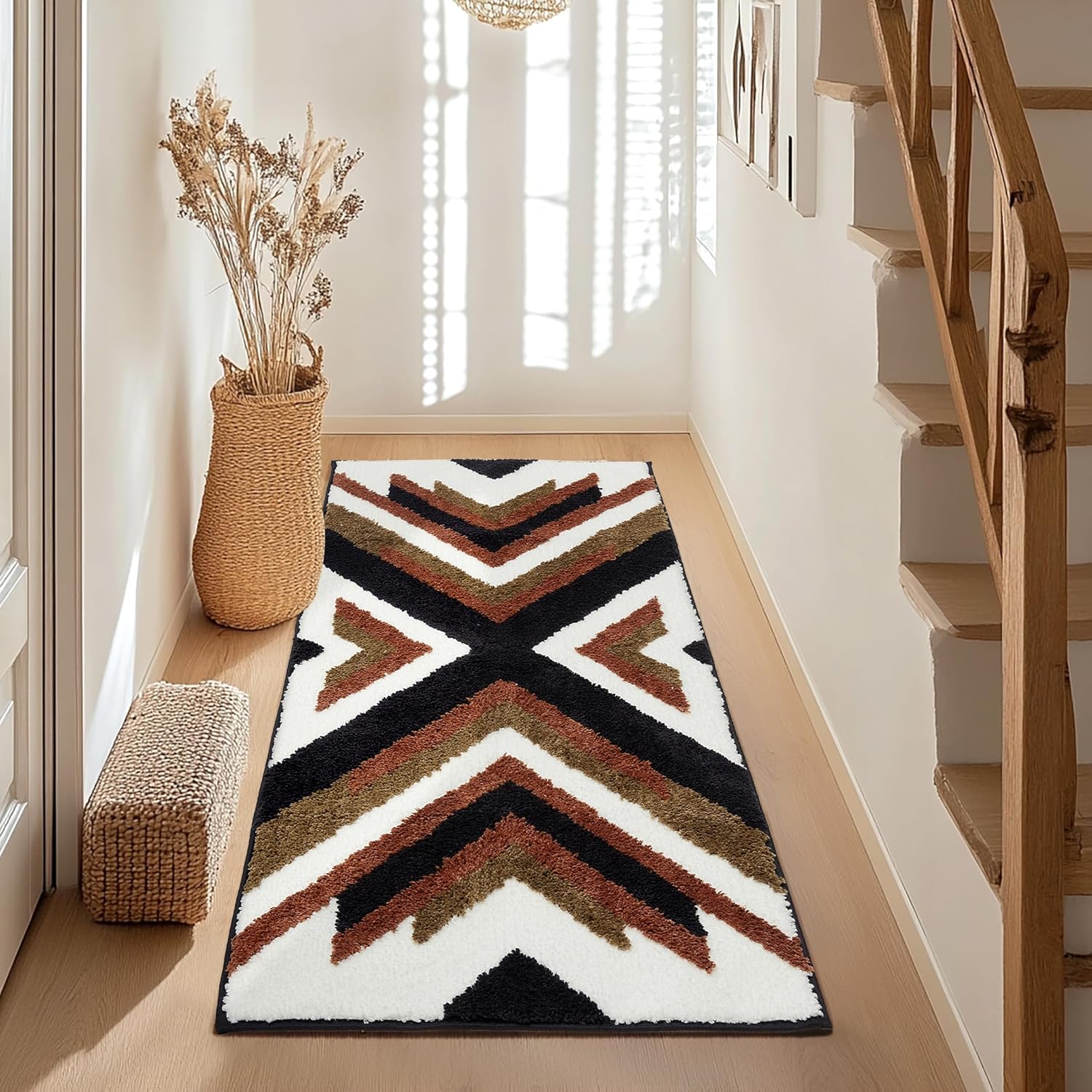 Boho Long Bathroom Rugs Runner Non Slip Washable Plush Mat