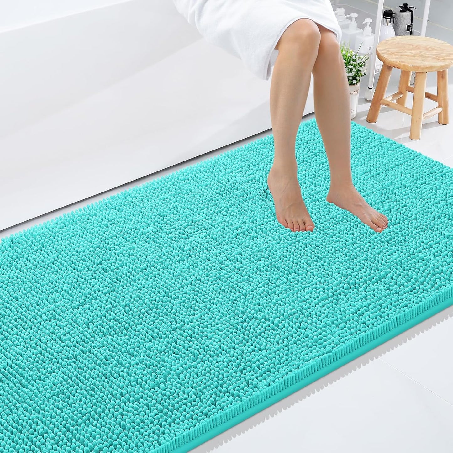 Smiry Luxury Chenille Bathroom Rugs 59x35, Soft & Absorbent