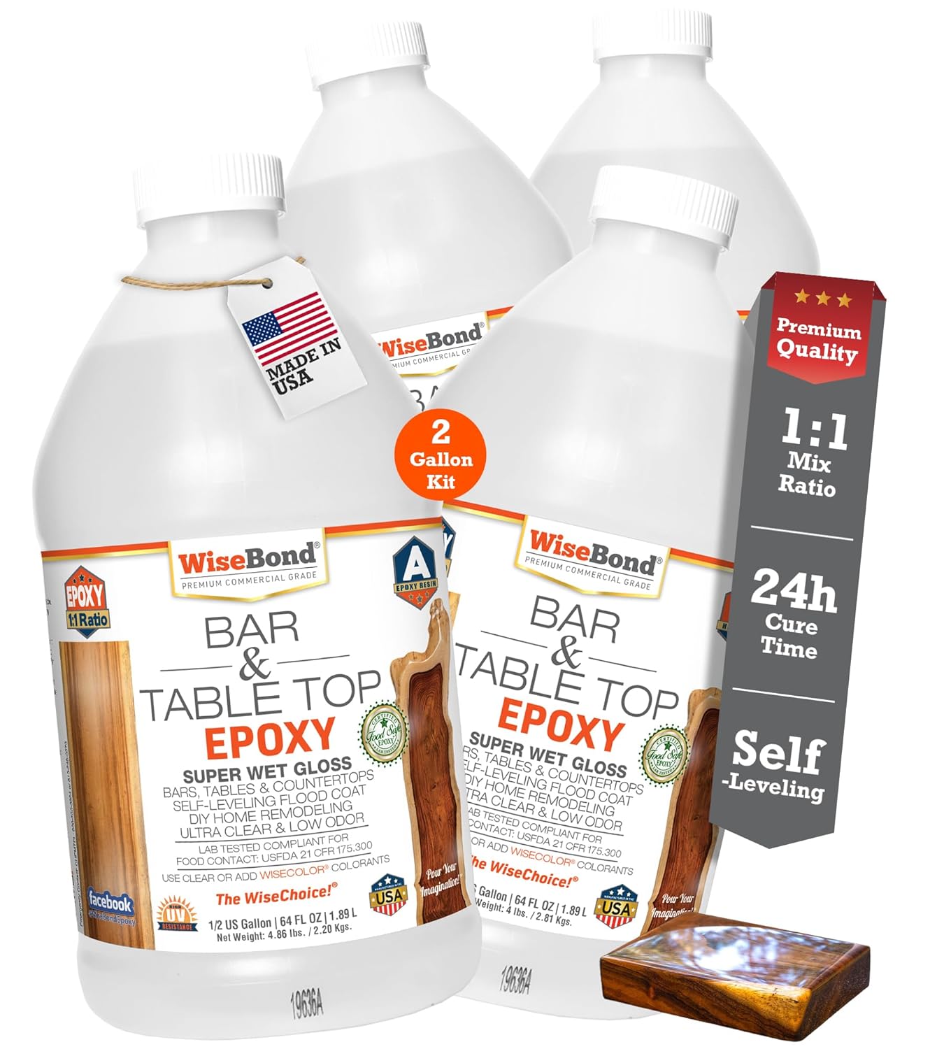 WiseBond Table Top Epoxy Resin Kit for DIY Projects and Coating