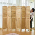Room Dividers 5.75Ft Foldable Wooden Louver & MDF Privacy Screen - 6