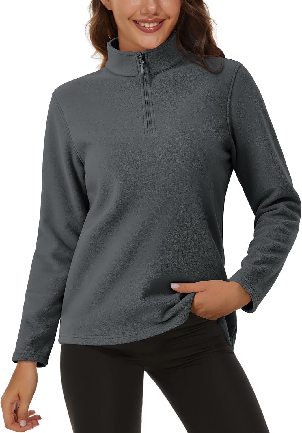 MAGCOMSEN Women's Quarter Zip Pullover Fleece Jacket for Comfort