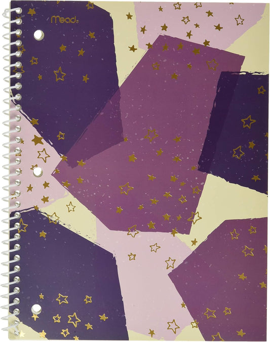 3 Pack Mead Spiral Notebooks, Shape It Up Design, College Ruled, 70 Sheets