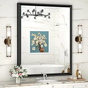 Vosuja 24x36 Inch Black Bathroom Mirror with Metal Frame
