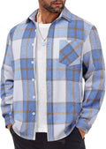 Mens Flannel Plaid Shirt Long Sleeve Casual Button Down - Warm, Soft