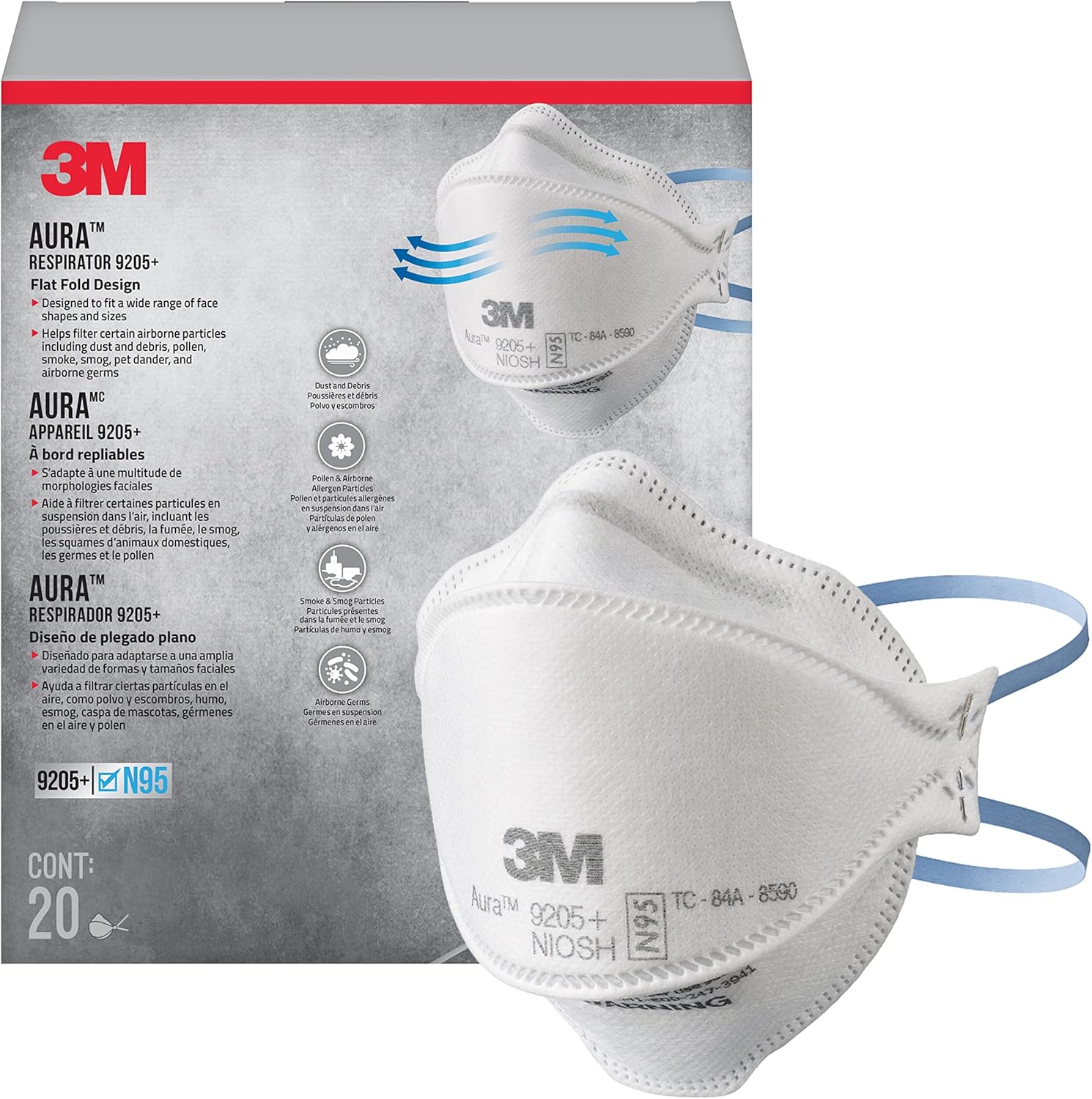 3M Aura Particulate N95 Respirator 9205+ for Comfort and Safety