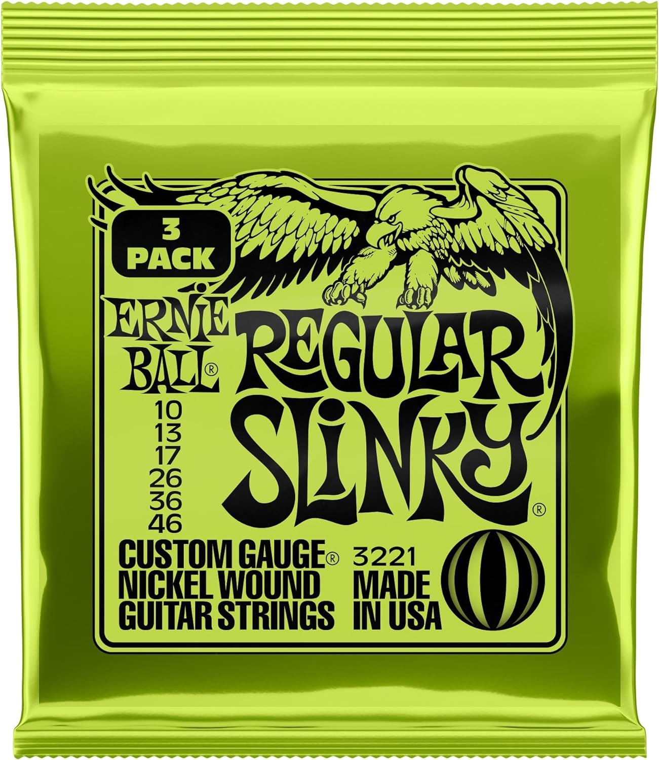 Ernie Ball Regular Slinky 3-Pack for Smooth Guitar Play