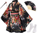 Japanese Anime Womens Dance Kimono Robe - Floral Satin Cosplay
