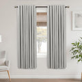 Mrs.Naturall Light Grey Grommet Linen Blackout Curtains 52x63 in