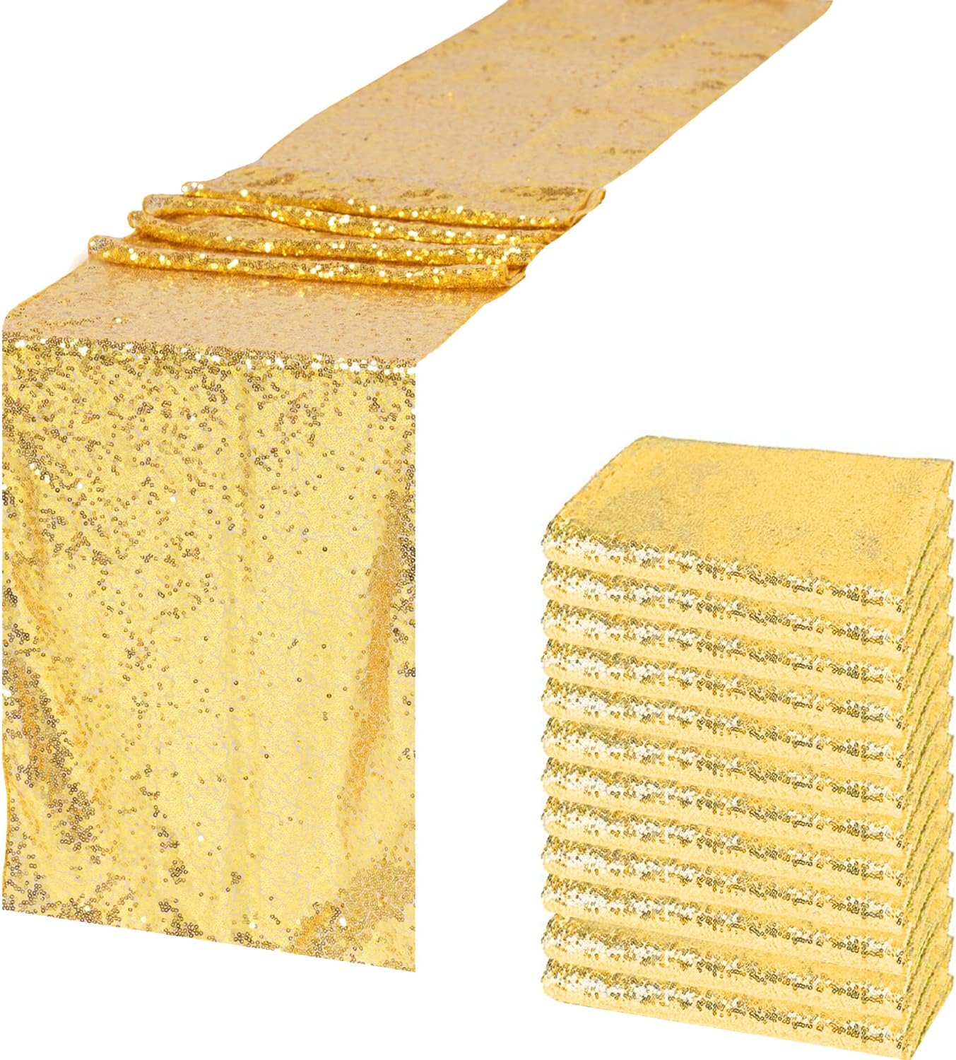 Gold Sequin Table Runner 12x108 for Wedding & Birthday Decor