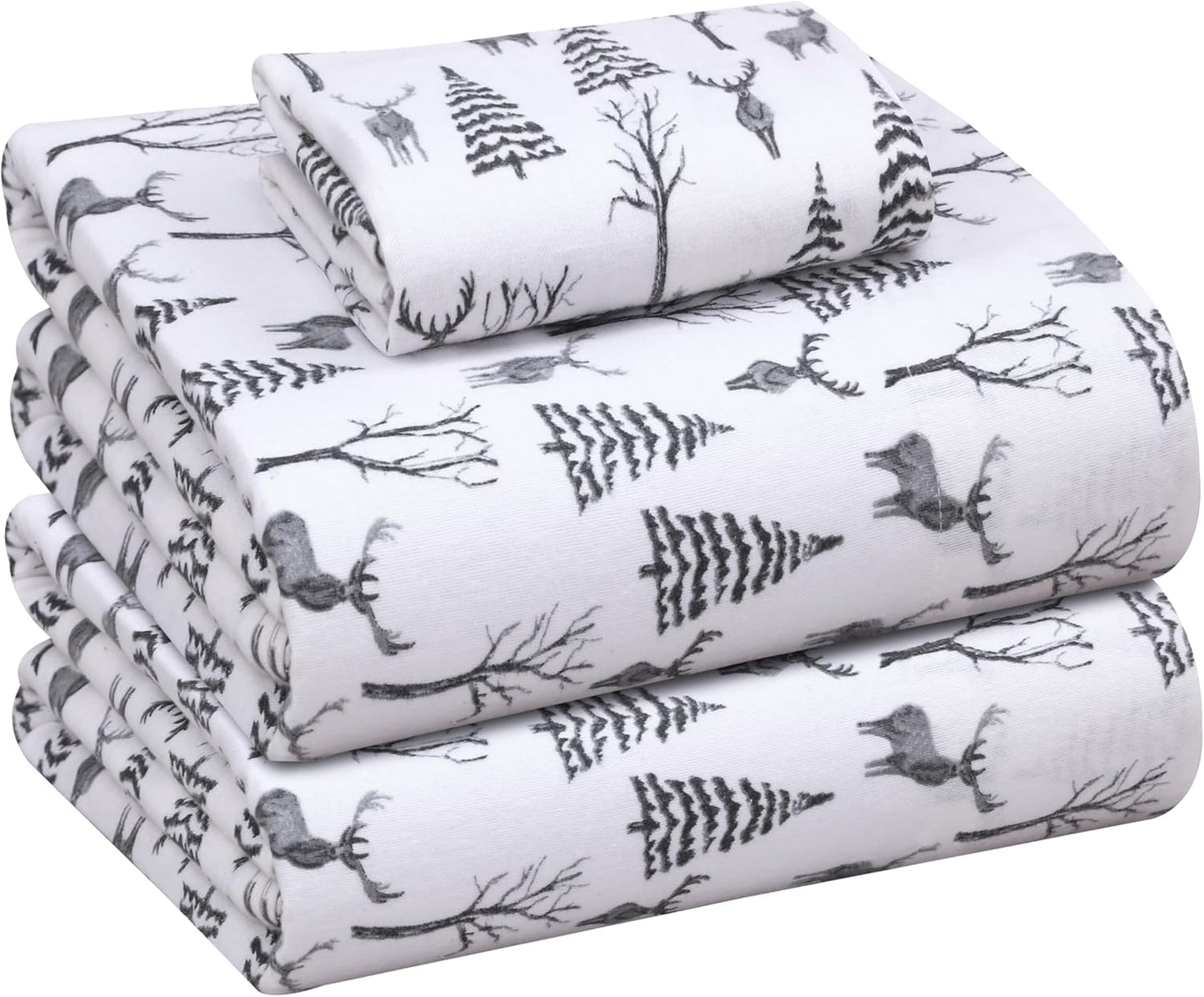RUVANTI Flannel Sheets Twin Size Set - Cozy 100% Cotton Bedding