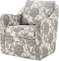 Madison Park Brianne Swivel Chair - Classic Floral Grey Accent