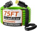 75ft Green 30 Amp Generator Extension Cord 4 Prong - Twist Lock