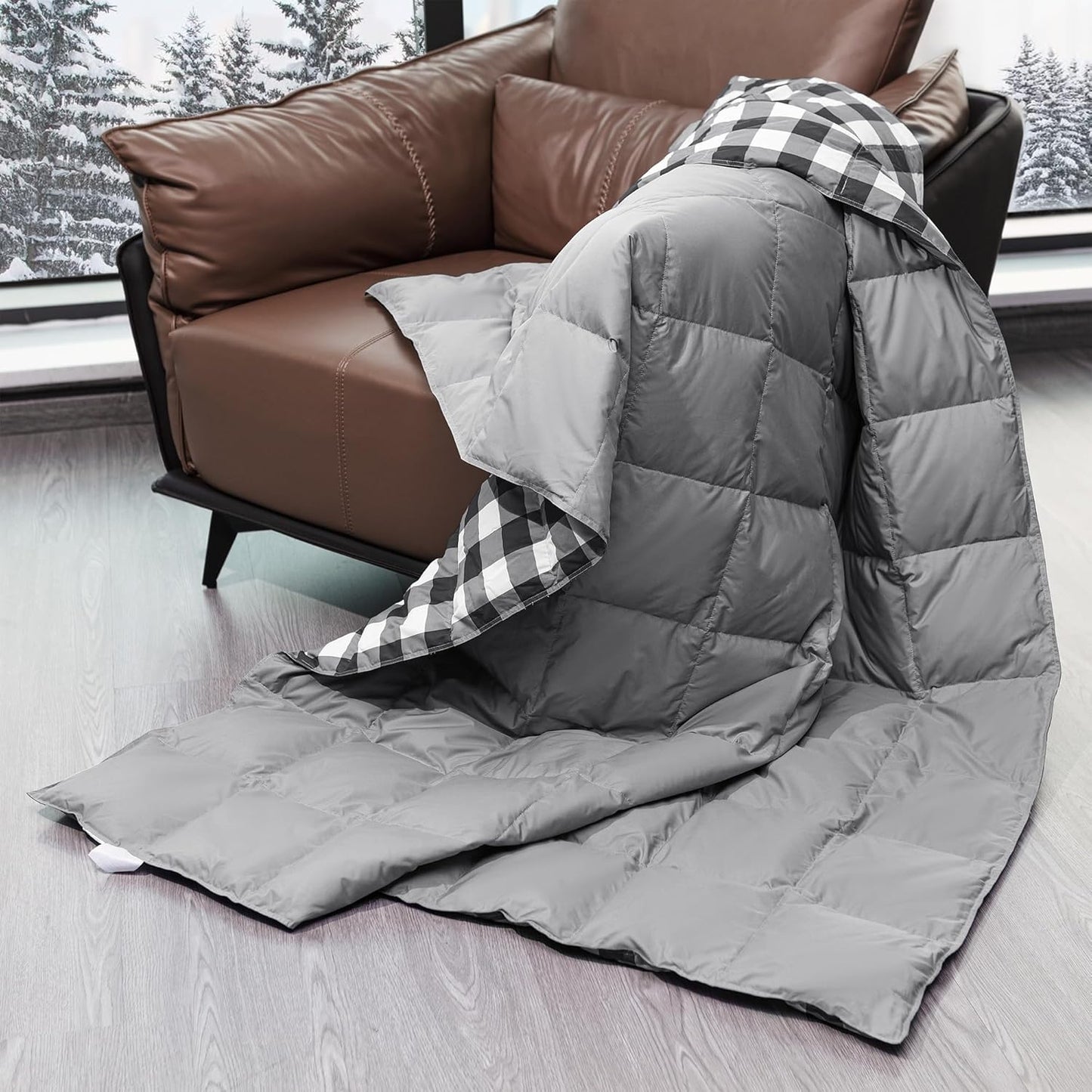 Soft Feather Down Throw Blanket for Cozy Indoor and Outdoor Use