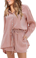 EXLURA Women's Summer 2 Piece Sets Long Sleeve Button Down - Versatile