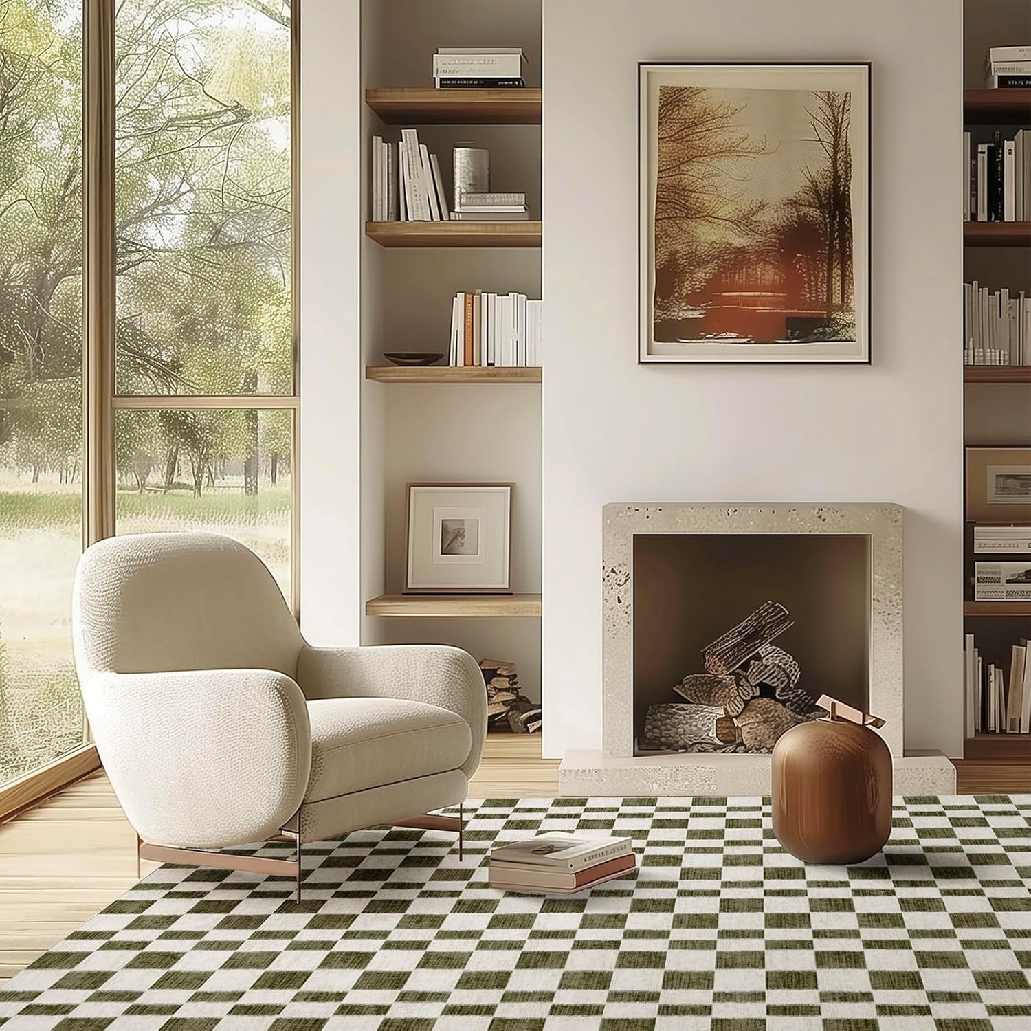 EVERGRACE Checkered Plaid Area Rug 5x7 for Home Decor