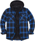 Men's Sherpa Lined Full Zip Hooded Plaid Shirt Jacket - Sherpa Sleeves