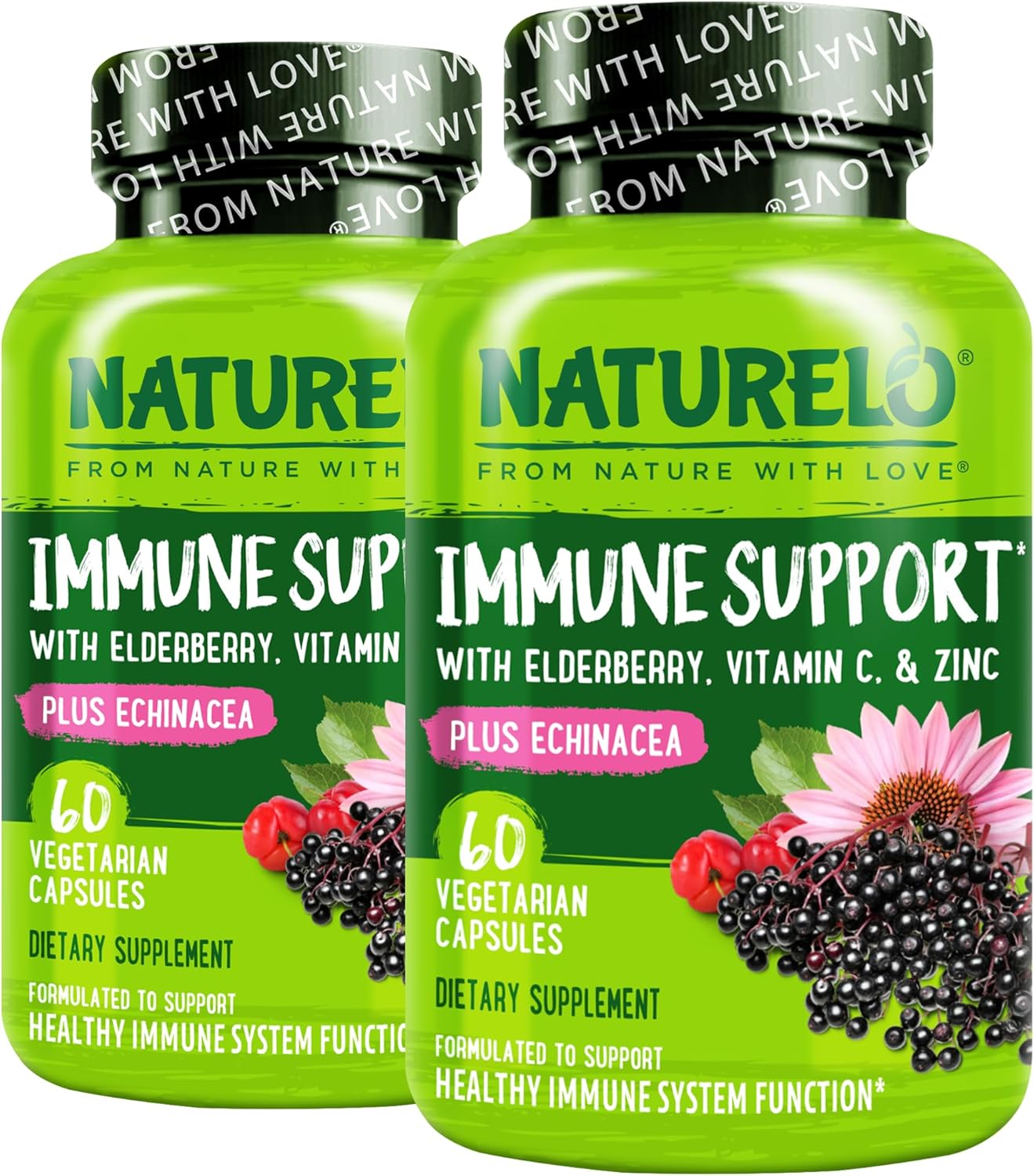 NATURELO Immune Support with Vitamin C, Elderberry & Zinc