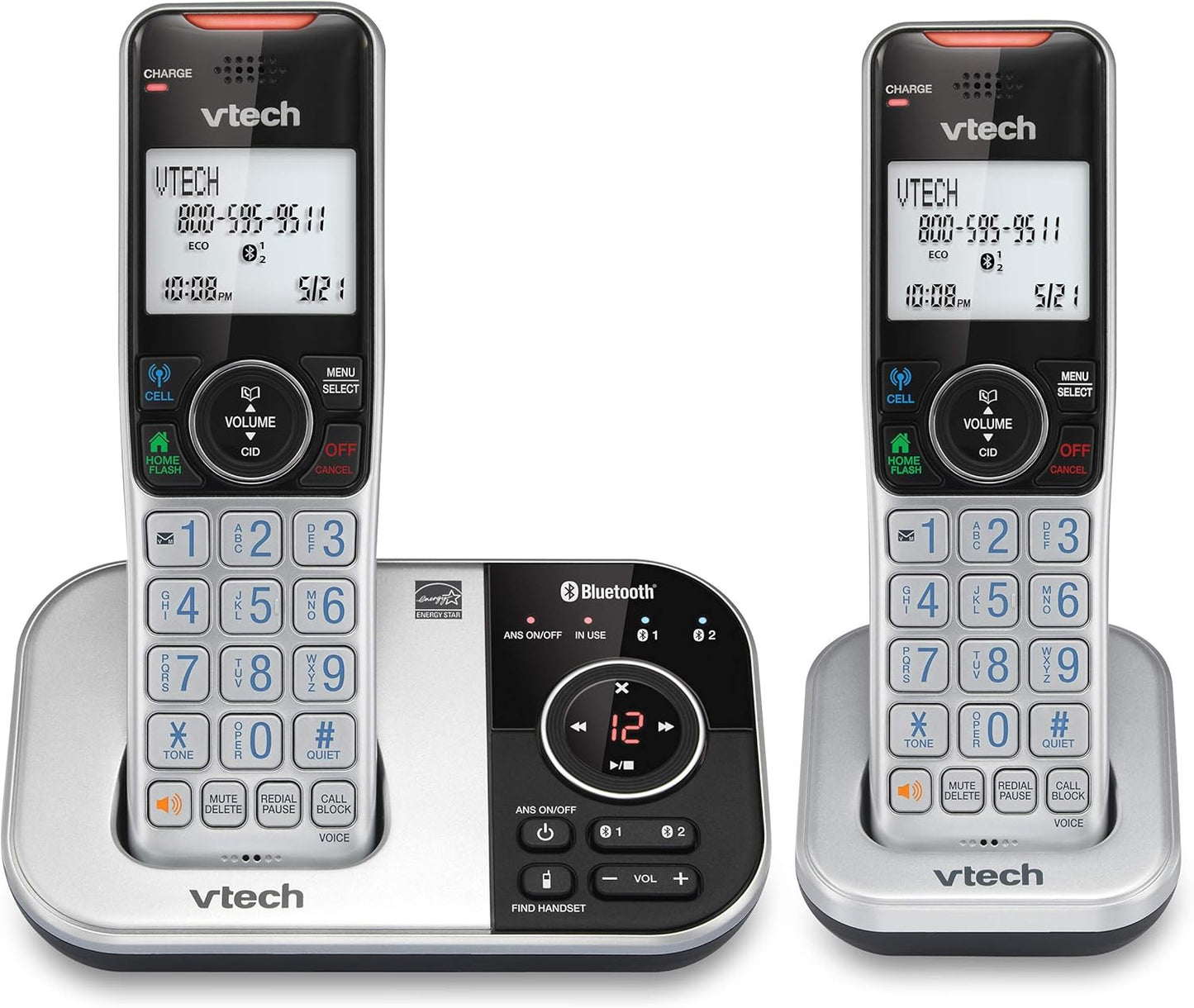 VTech VS112-2 DECT 6.0 Bluetooth Cordless Phone with Features