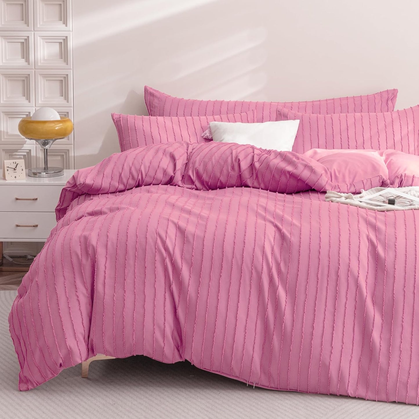 JELLYMONI Barbie Pink Duvet Cover Set for Queen Size Beds